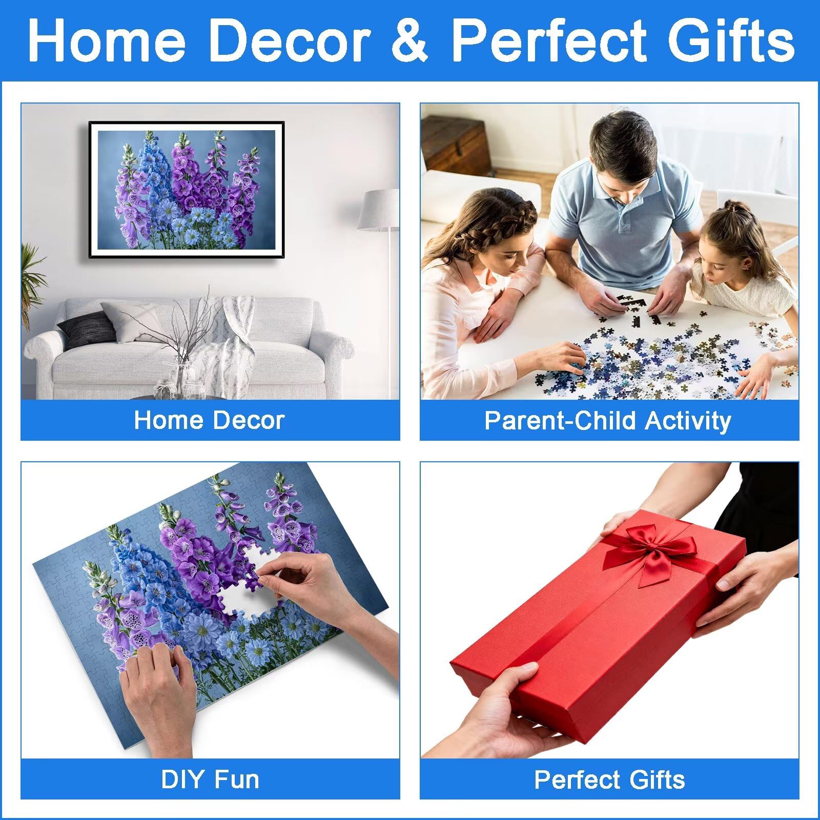 Puzzle 3000 Pezzi Fiore, Puzzle Fiori 3000 Pezzi Arte per Adulti e Bambini, Misura: 122x81 cm, Puzzles Legno per Adulti con Squisita Scatola di Imballaggio, Idea Regalo Donna, Regalo Uomo, -9071