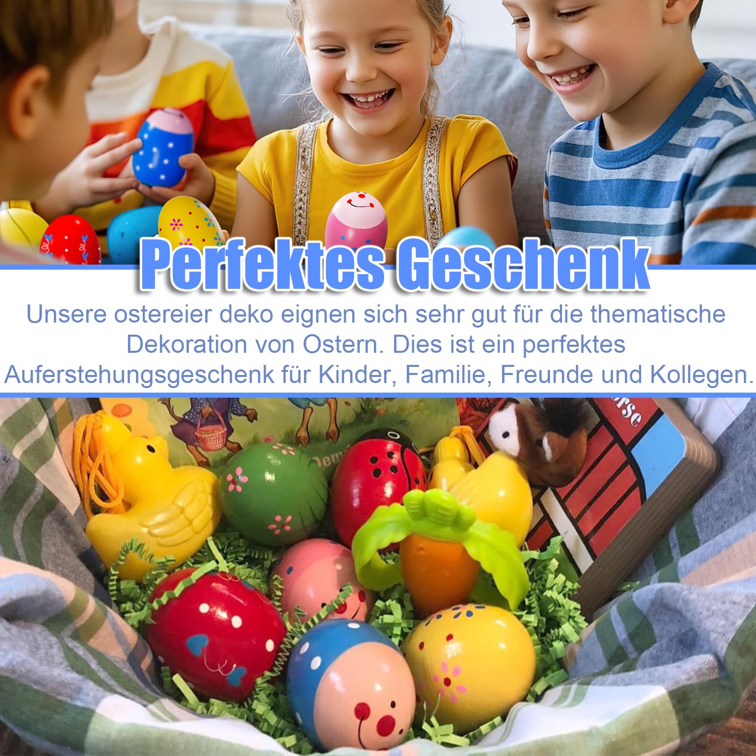 Set di 6 Pezzi di Maracas per Uova in Legno, Maracas per Uova di Pasqua, Maracas Musicali a percussione, sonagli per Uova, sonagli per Uova, Uova Musicali per Neonati e Bambini