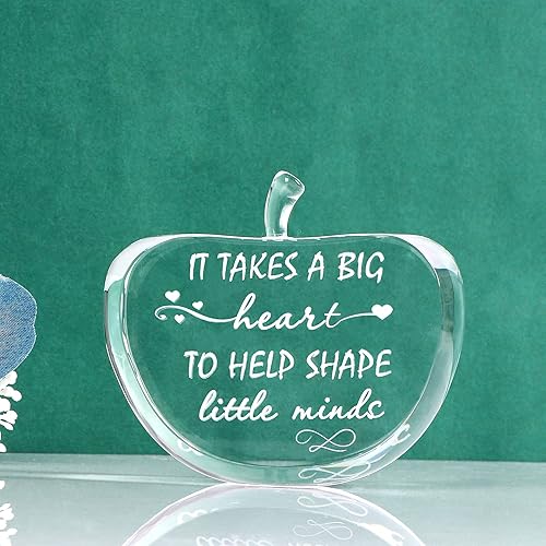 Vista 7 de Movdyka Crystal Apple Teacher Appreciation Gifts for Women Men, Laser Engraved Best Teacher Gifts for Women on Retirement Graduation Christmas