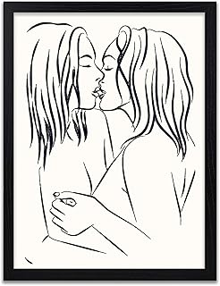 Nude Line Art - Nude Line Drawing Print - Abstract Watercolour - Lesbian Print - Watercolour Art Print - Erotic Art - Frame Not Included