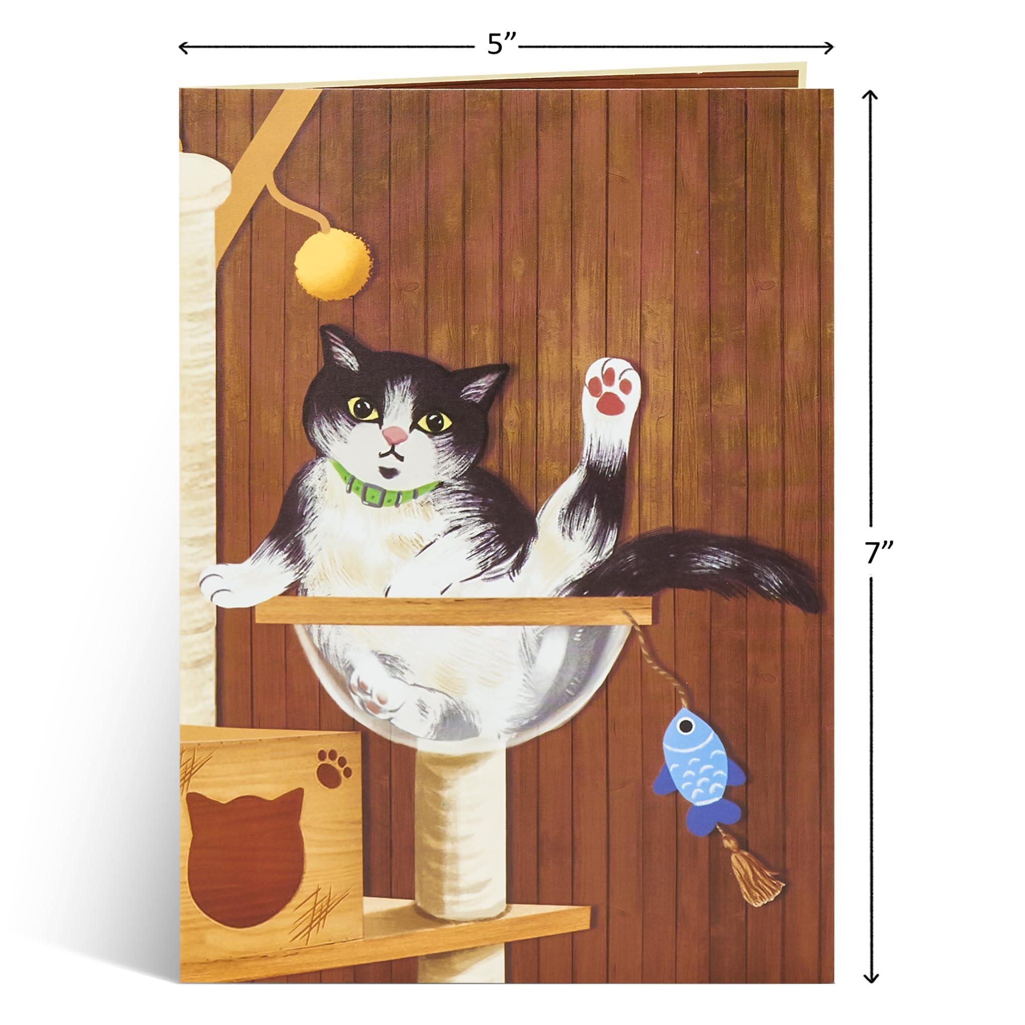 POPWOW Tarjeta desplegable de árbol de gato, gatos divertidos, tarjeta de felicitación 3D, regalos para cumpleaños, día de San Valentín, día de la madre, día del padre, persona de gato, 5 x 7 pulgadas