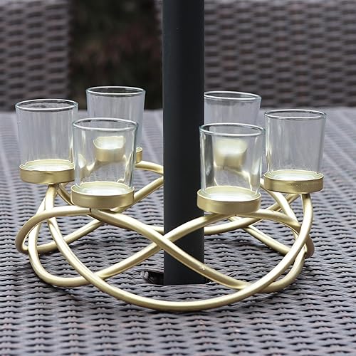 Miniatura 3 de Seraphic Decoración de mesa redonda de hierro, decoración de centro de mesa, portavelas para bodas, patio al aire libre, cocina, comedor y mesas de