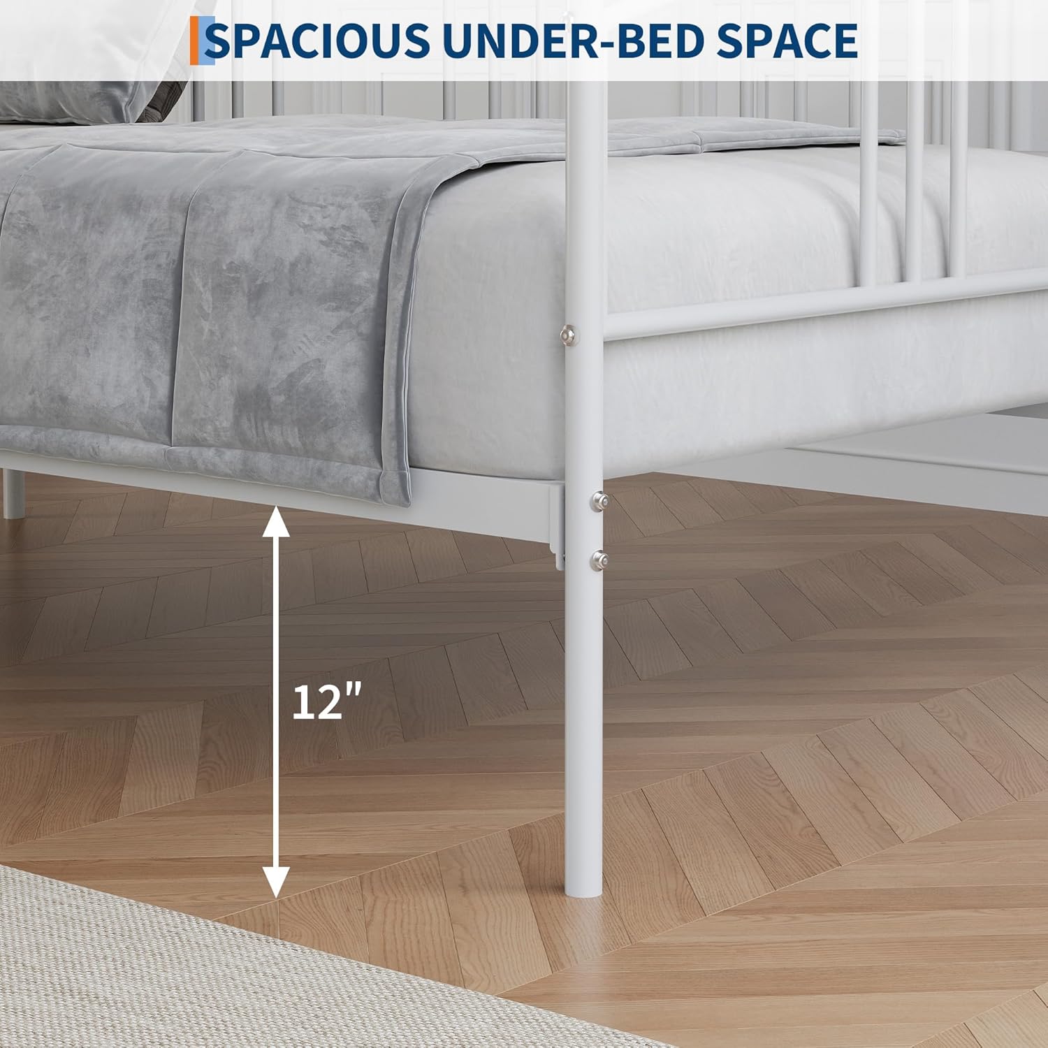 IDEALHOUSE Twin Daybed Without Trundle, Metal Twin Size Daybed, Steel Slat Support Sofa Bed for Living Room, Bedroom, Guest Room (White-Without Trundle)