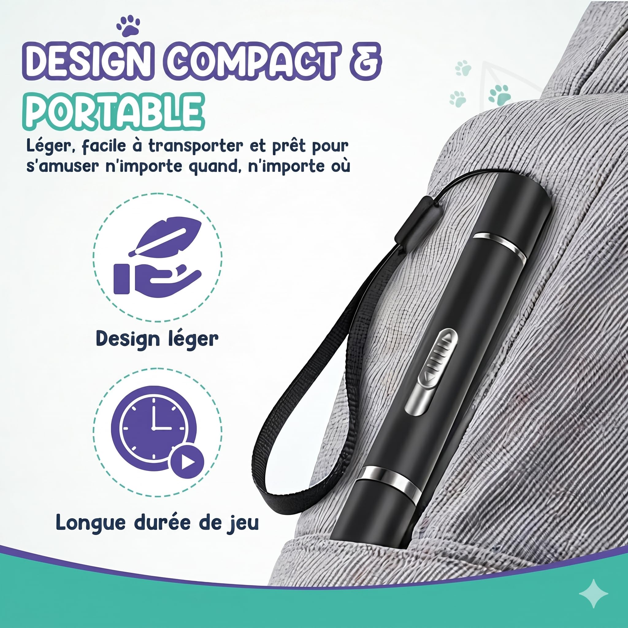Jouet Chat Interactif - Jouets pour Chats et Chiens avec Lumière LED, Jouet Chat Interactif pour Chat et Chaton Rechargeable USB - Accessoire de Dressage, Exercice et Activité Physique