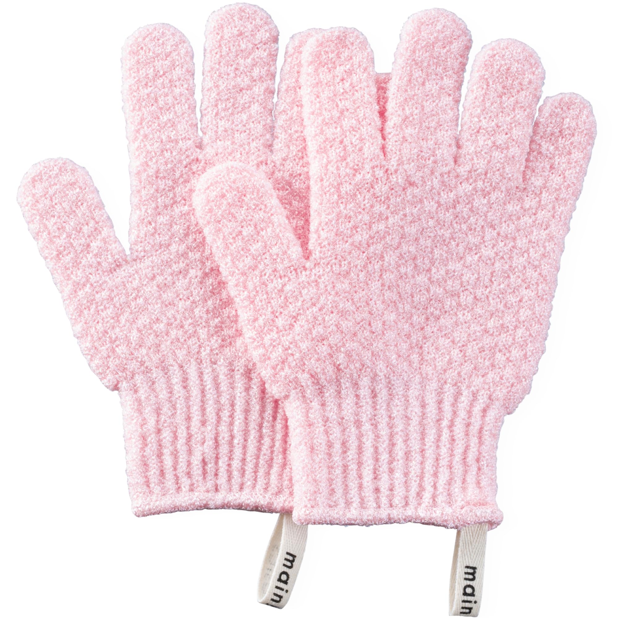 Deep Exfoliating Bath Gloves - Heavy-Textured Nylon Shower Scrub for Dead Skin Removal - Machine Washable (1 Pair, Soft Pink)