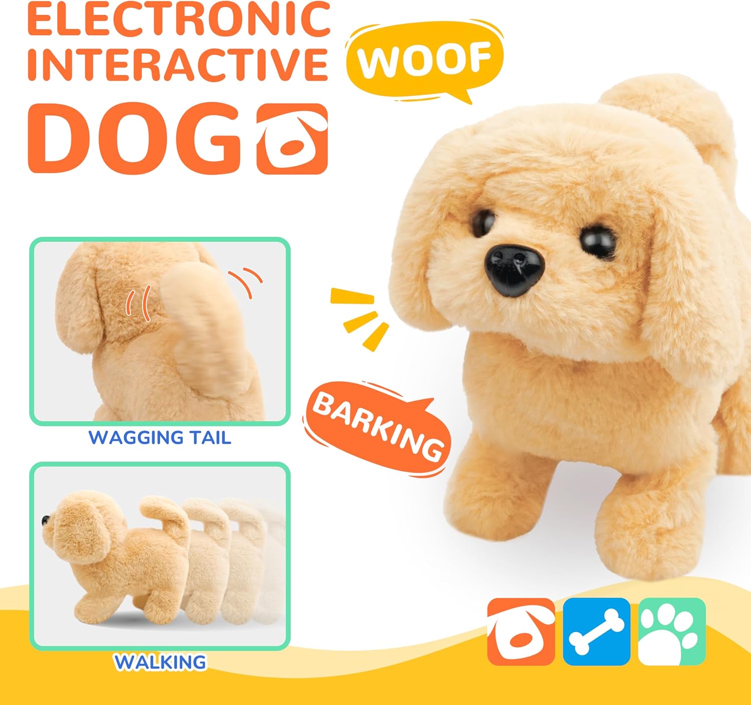 BELLOCHIDDO Dog Toys for Kids - Toddler Girls Toy Interactive Electric Walking Barking Puppy Wagging Tail, with Carrier and Pet Care Playset Accessories, Gifts for 1 2 3 4 5 6+ Year Old