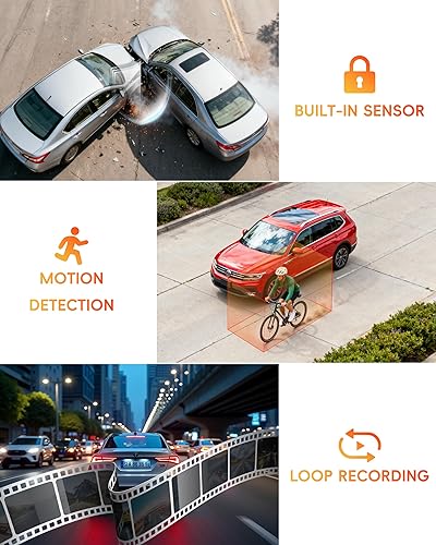 Miniatura 5 de Cámara de tablero de espejo 4K de 3 canales, 4K+2.5K Dash Cam frontal y trasera interior 1080p Monitor de bebé para automóvil, cámara de espejo