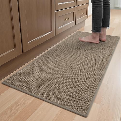 Kitchen Rugs and Mats Non Skid Washable, Absorbent Runner Rugs for Kitchen, Front of Sink, Kitchen Mats for Floor(Brown, 20"x47")