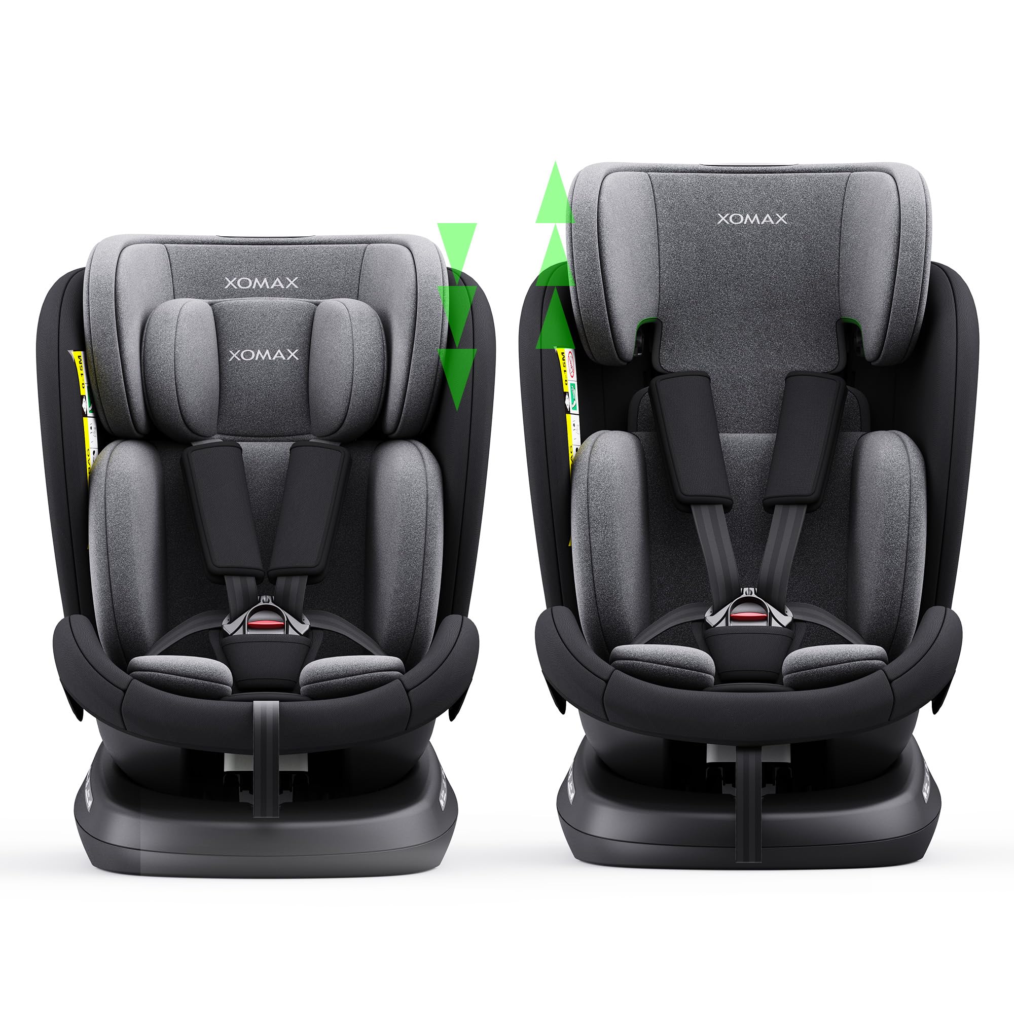 XOMAX 946i Asiento infantil giratorio 360° con ISOFIX, función reclinable I creciente I 0-36 kg, 0-12 años, grupo 0/1/2/3, arnés de 5 puntos y cinturón de 3 puntos, funda extraíble, lavable I ECE R129