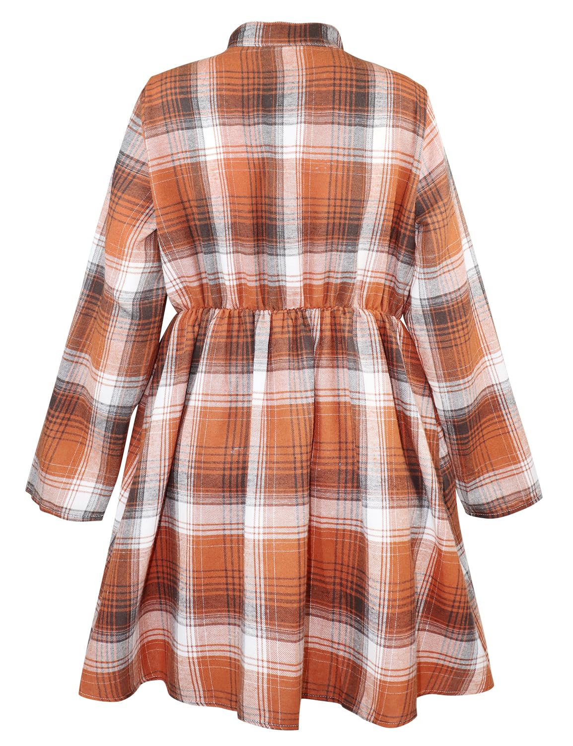 FANCYINN Abito a Camicia a Quadretti da Donna Manica Lunga abbottonata Top Mini Abito Scozzese a Tunica Casual