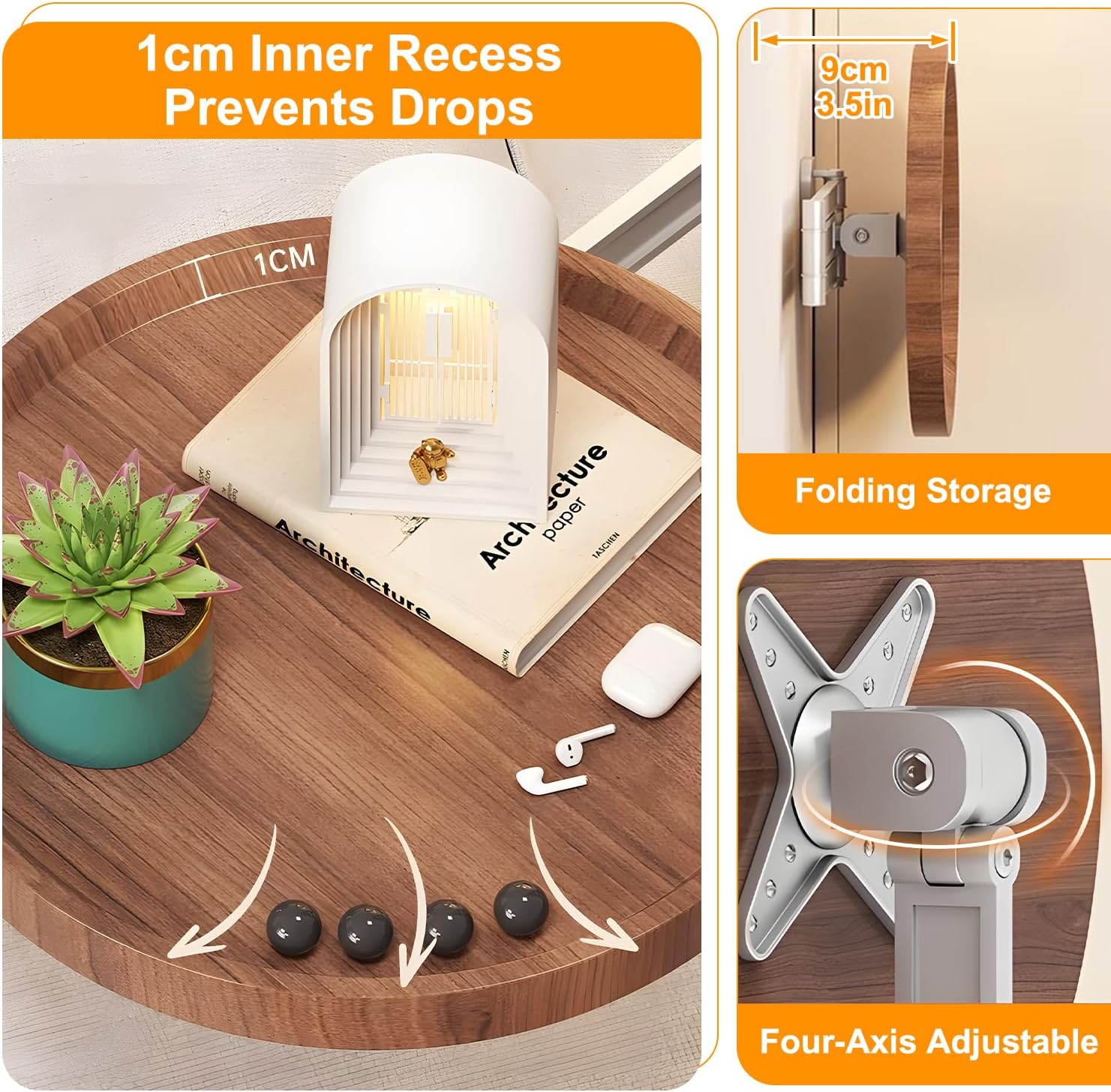 Wall Mounted Folding Table, Retractable Floating Desk for Wall Small Spaces, Wooden Foldable Hanging Table, Fold Down Wall Desk for Bedroom, Balcony, Living Room, Study (Walnut)