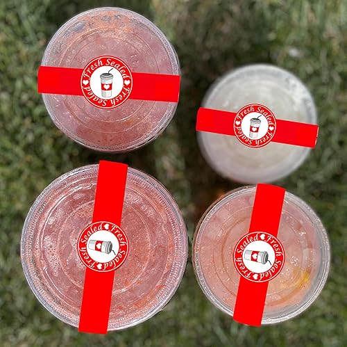 Miniatura 3 de Sellos seguros y seguros a prueba de manipulaciones para tapas de bebidas de Navidad, 1 x 9 pulgadas, selladas para etiquetas de frescura,