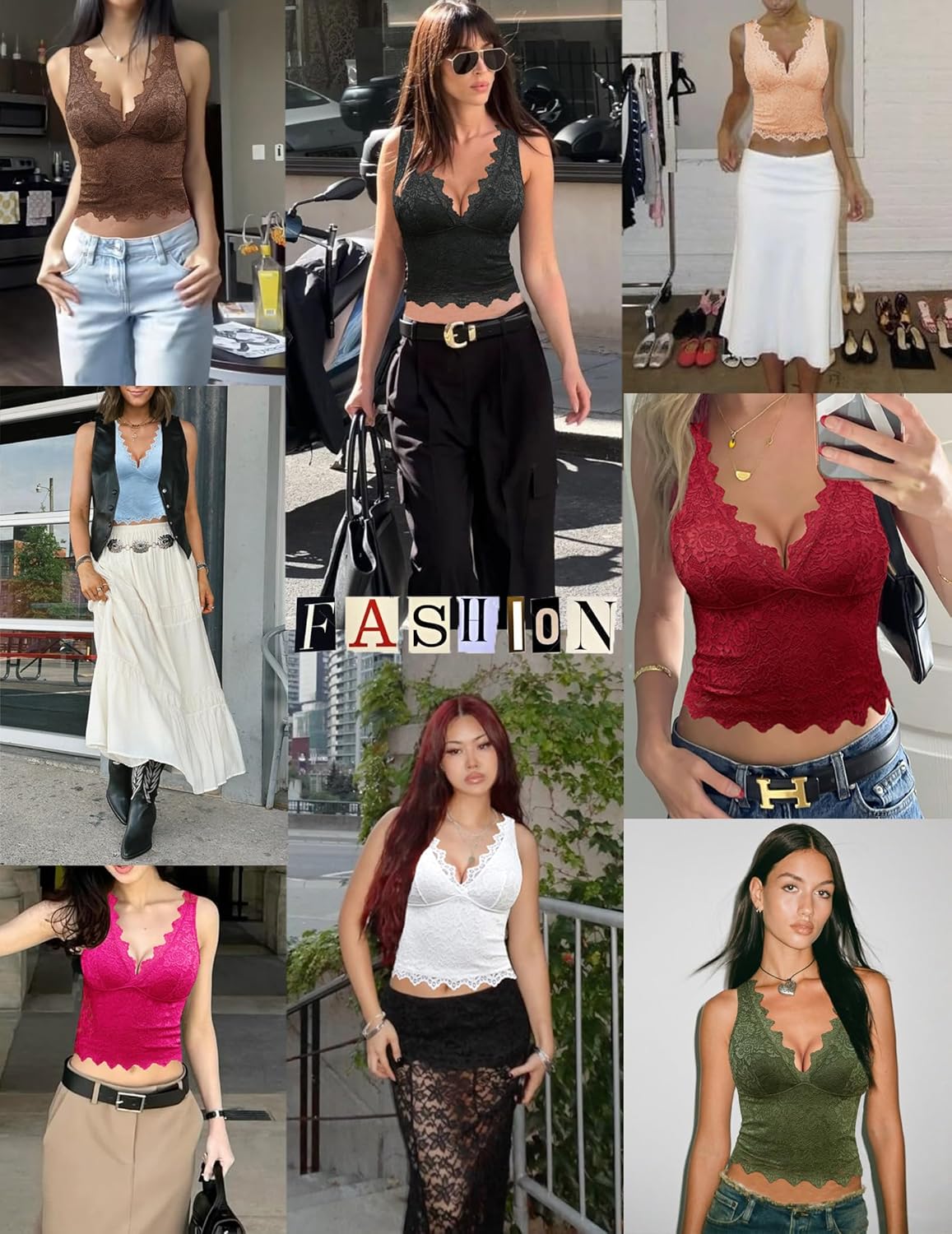 Avidlove Lace Tank Tops for Women Summer Going Out Tops Y2k Sexy Lace Top - Image 6