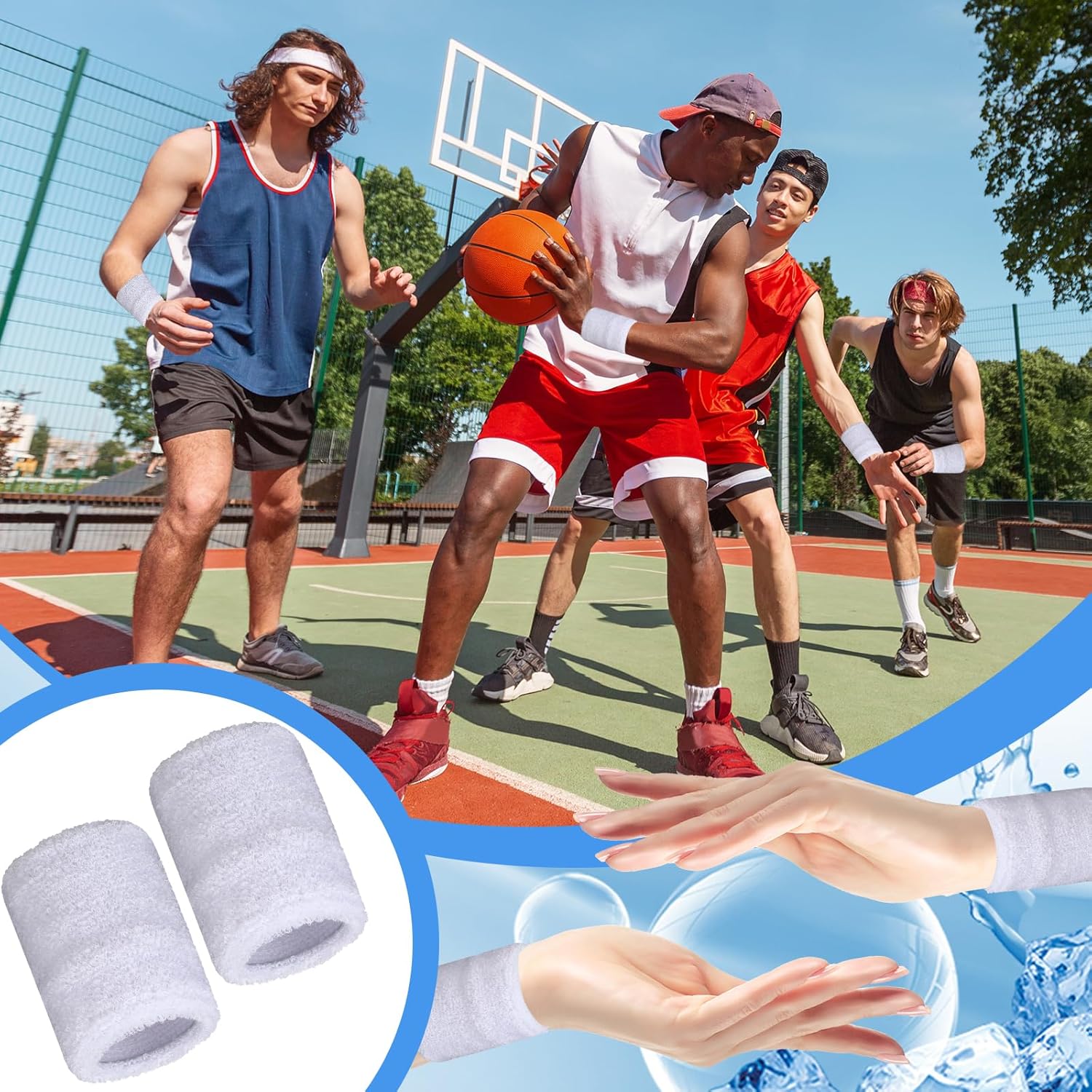 6 Pcs Sports Wristbands Sports Absorbent Wristband Wrist Athletic Sweat Bands - Image 4