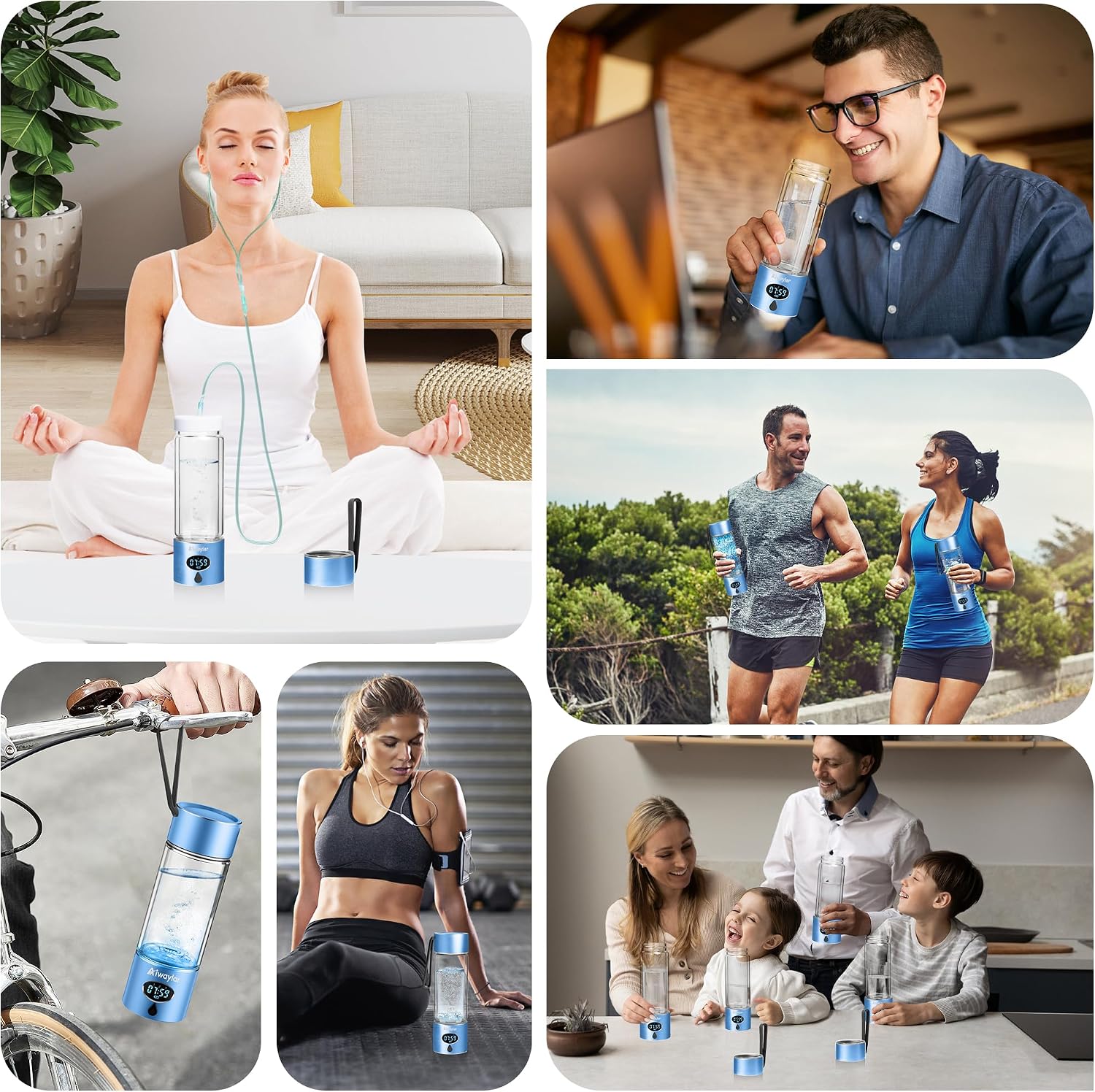 Aiwaylar Hydrogen Water Bottle - Portable, Rechargeable, LED Timer,3 Work Mode, Aluminum and Glass,360ML,Hydrogen Water Ionizer Machine with PEM/SPE Technology, Suitable for Office,Home,Gym Outdoor image 5
