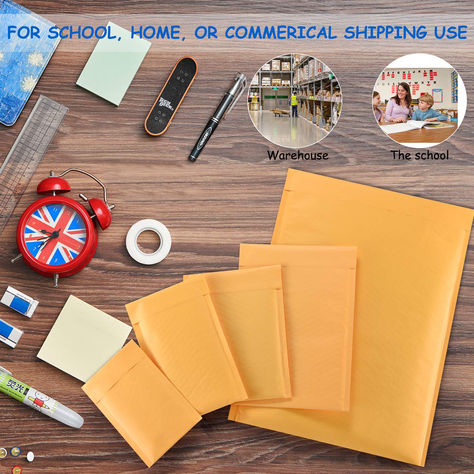 Pacific Mailer Luftpolster-Versandtaschen #0 aus Kraftpapier, starke Haftung, gepolsterte Umschläge, Verpackung für kleine Unternehmen [7,25 x 9 (nutzbare Größe 16,5 x 22,9 cm), 50 Stück