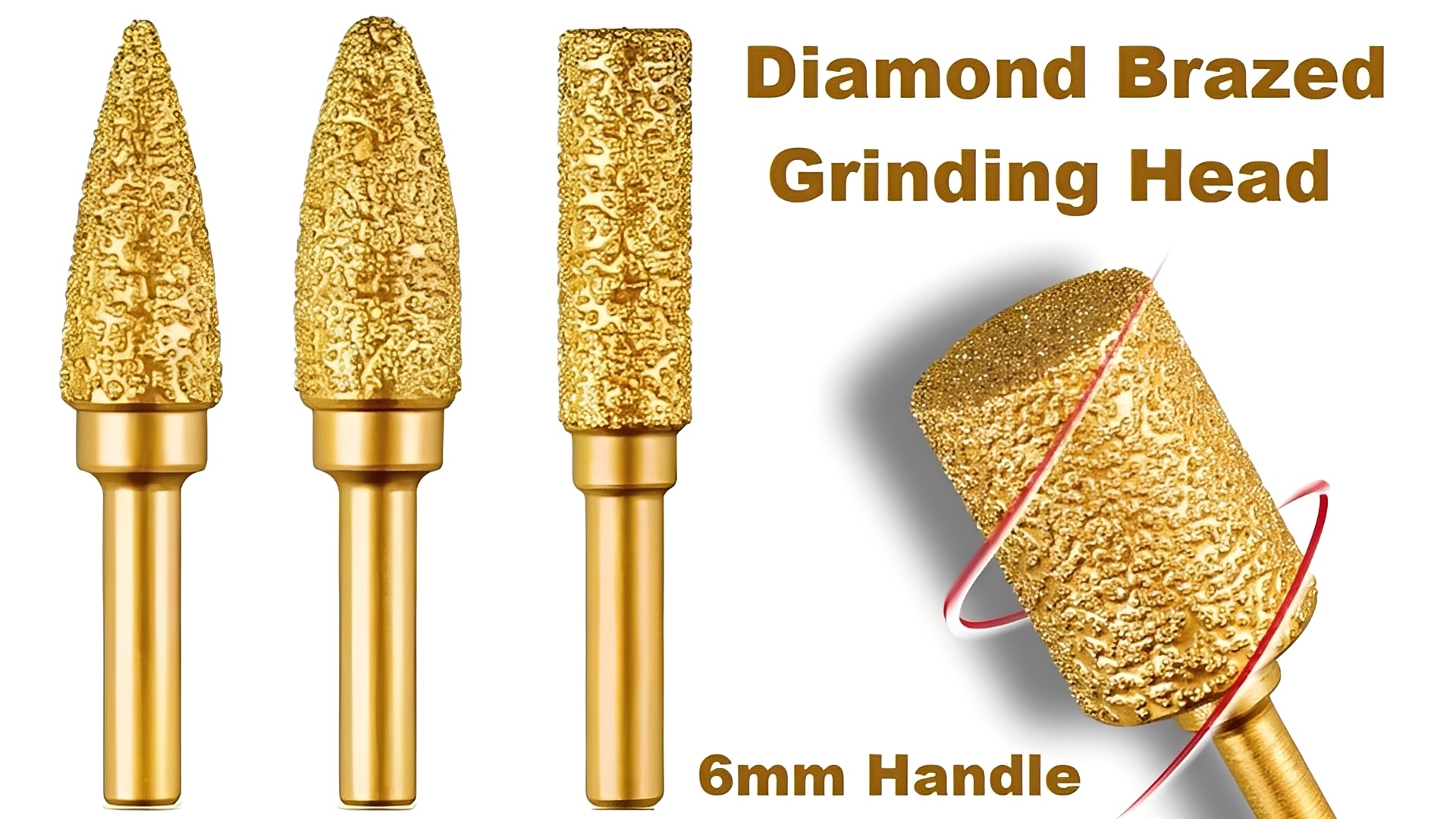 Cabezal de esmerilado diamante 15mm cilindro 6mm mango redondo miniatura 7