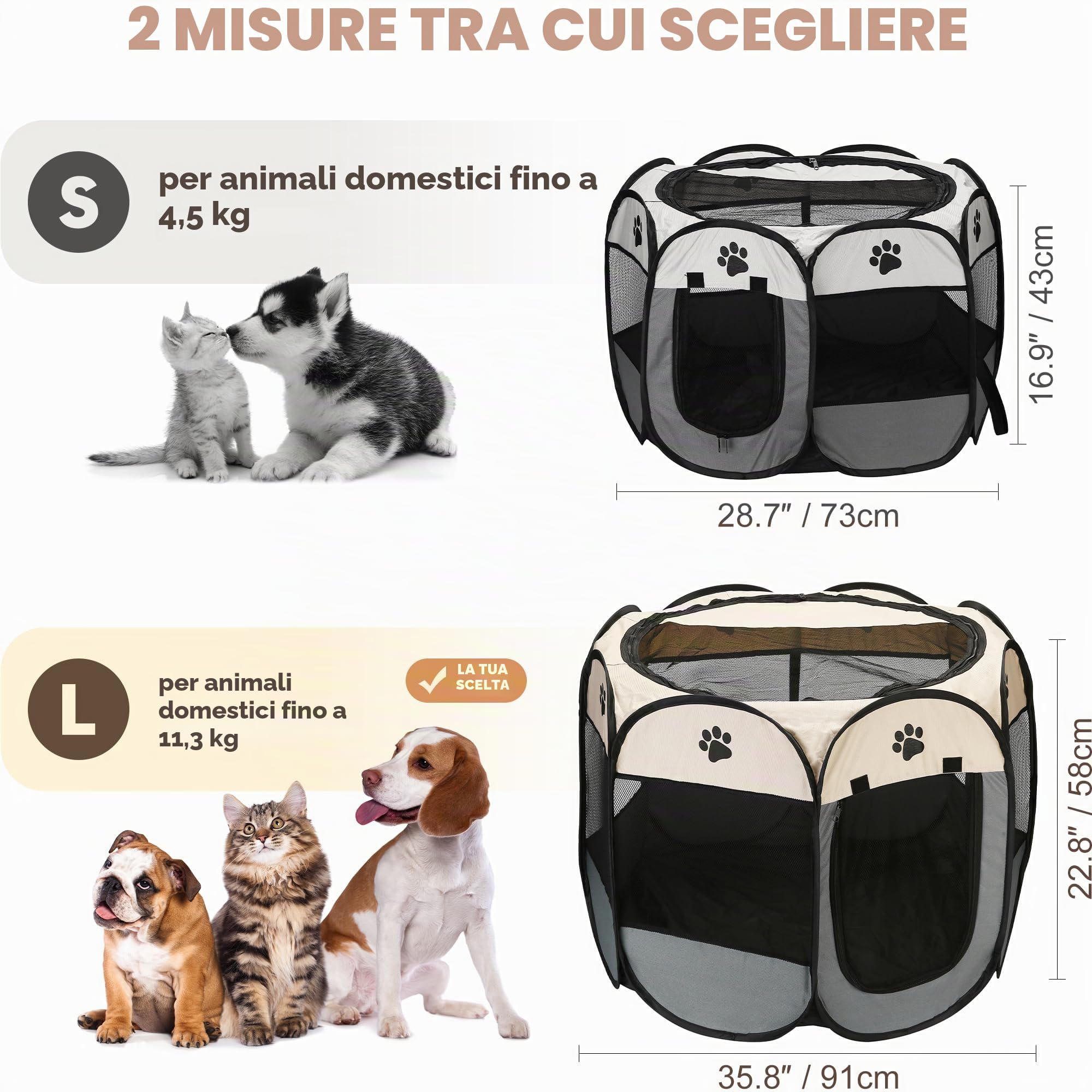 Box pieghevole per animali domestici, portatile, morbido design pop-up, per cani, gatti e gattini, gabbia in tessuto a rete traspirante, leggero e per uso interno ed esterno
