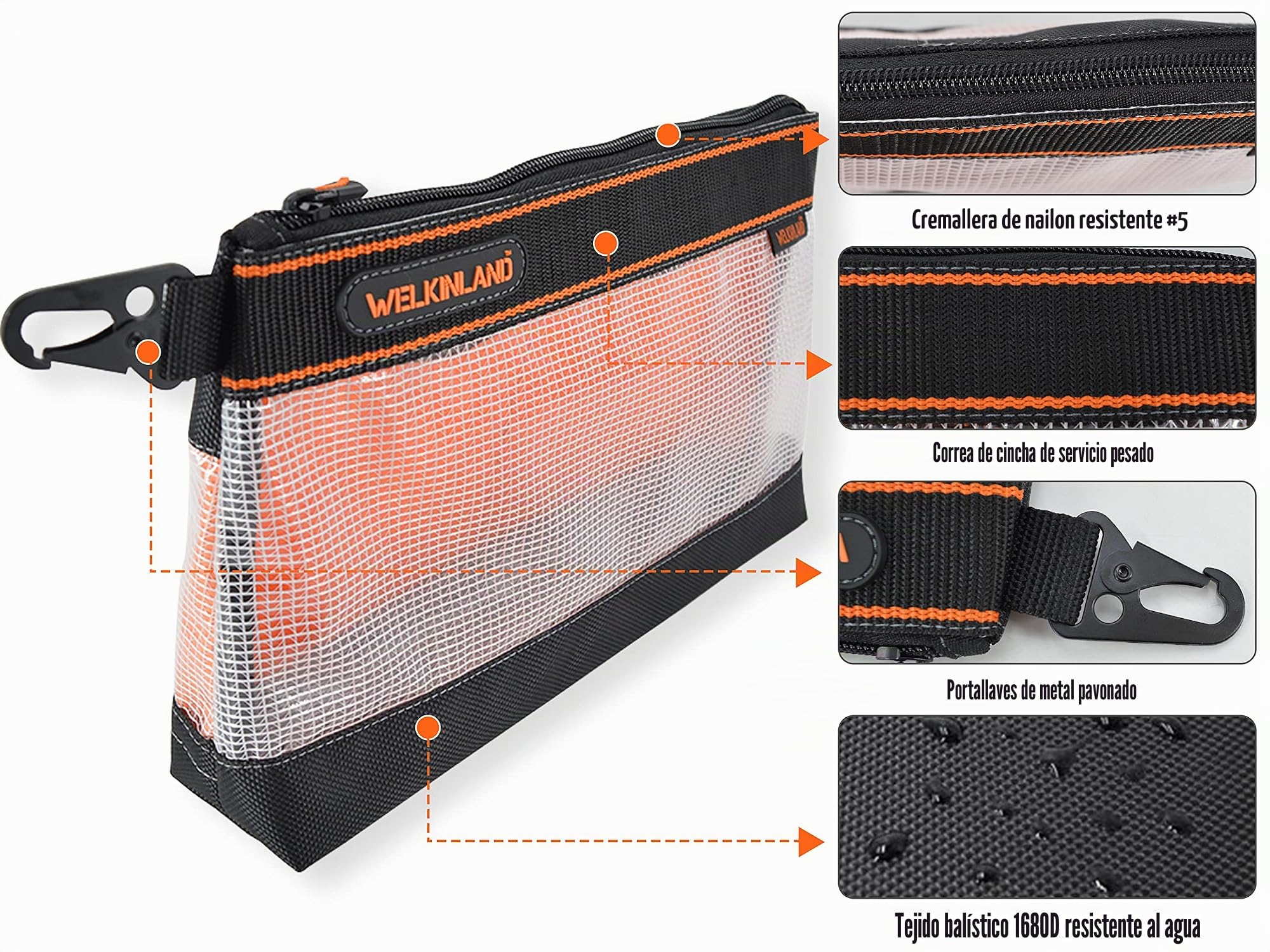 4 bolsas transparentes con cremallera de 33 cm, bolsa de herramientas, mini bolsa de herramientas