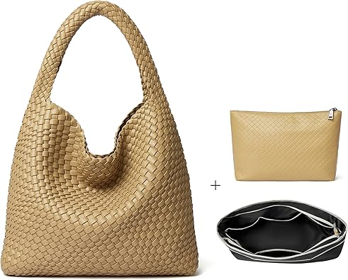 DAILANDO Fashion Woven Tote Bag for Women, Large Capacity Designer Shoulder Weave Hobo Purse