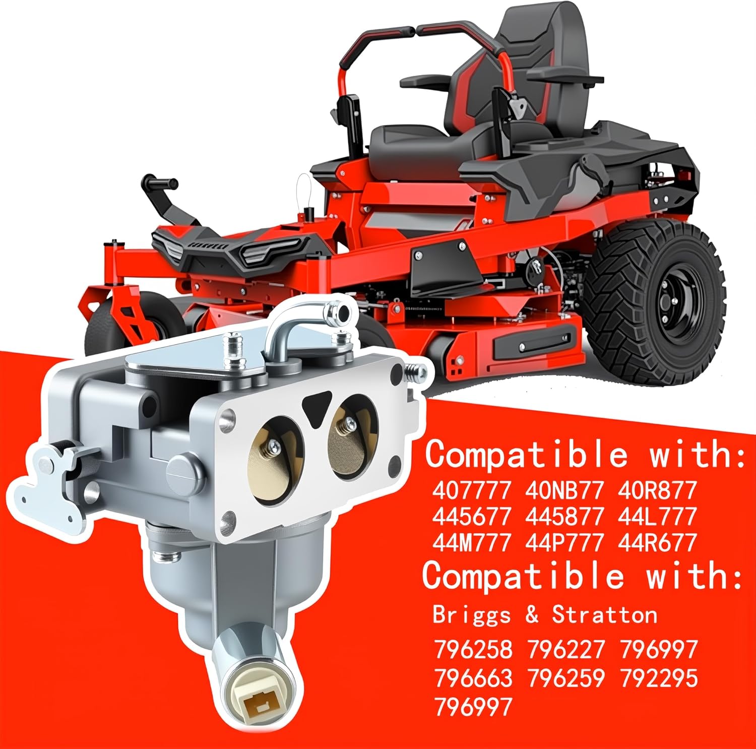 796997 Carburetor Compatible with Briggs & Stratton 796227 Carburetor - Nikki V-Twin Models 40G777, 40H777, 44M777, 44P777, 44S677 Engine Lawn Mower