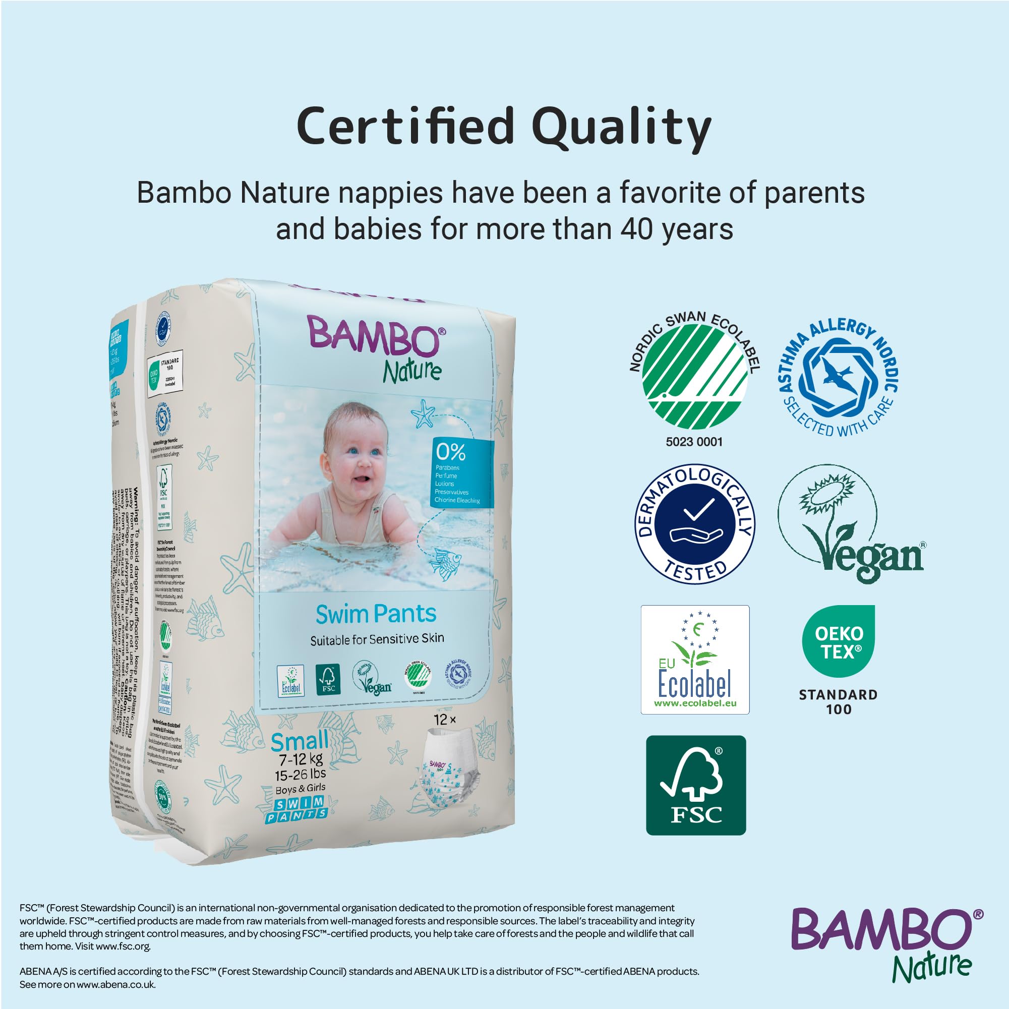 Bambo Nature Pantalones de natación (tallas S a M), S, 120 unidades