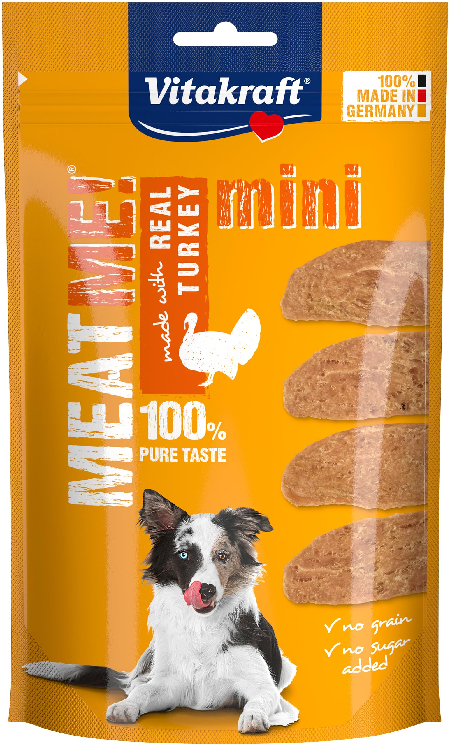 Vitakraft - Meat Me Mini, Snacks para Perros Pequeños de Carne de Pavo en Tiras - 60 g