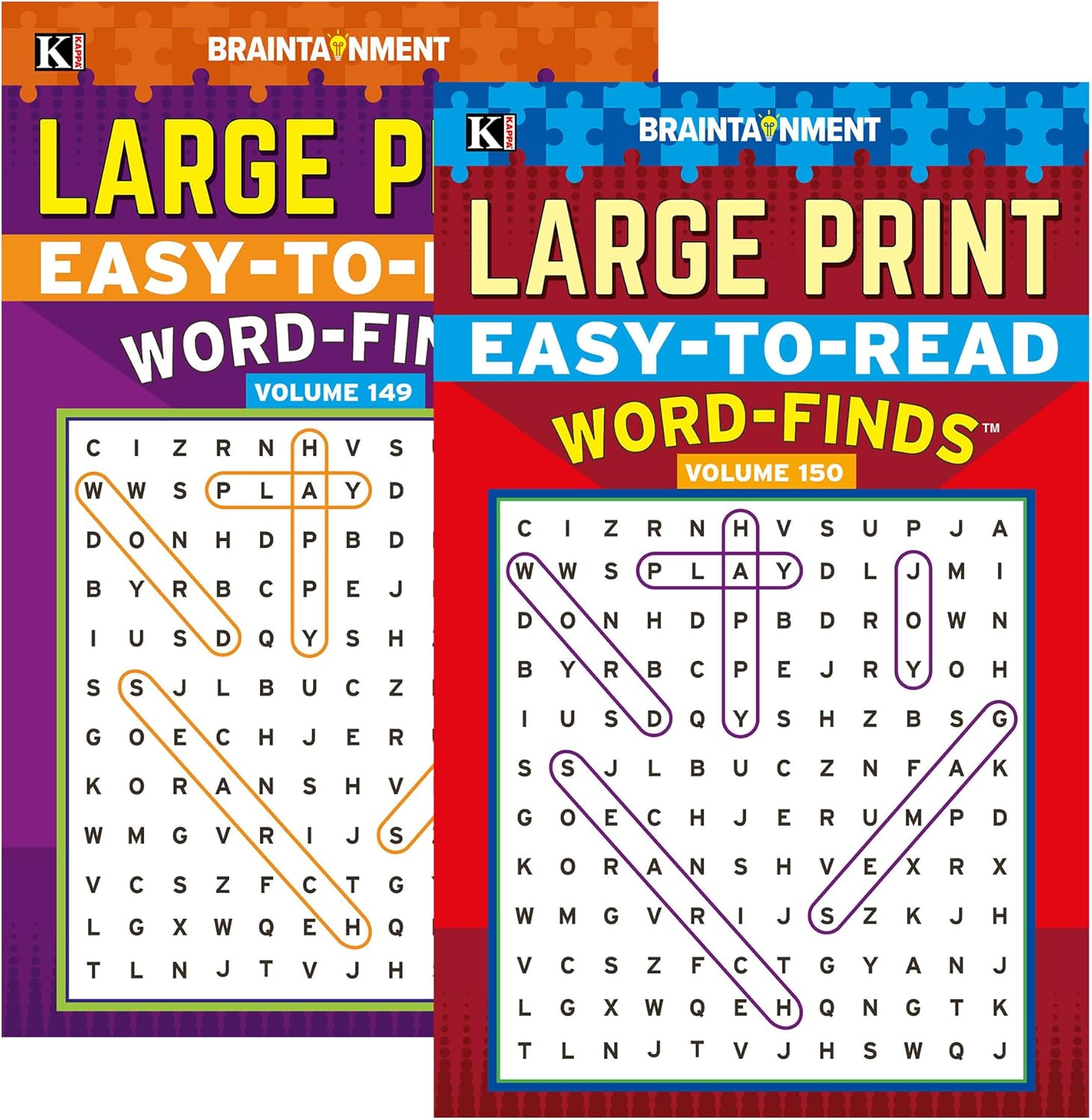 Kappa Easy to Read Word Finds - 8" x 5" Digest Size 2 Titles, 24-Pack, Word Search Find Words Books for Adults Teens, Training Learning with Game, 24-Pack