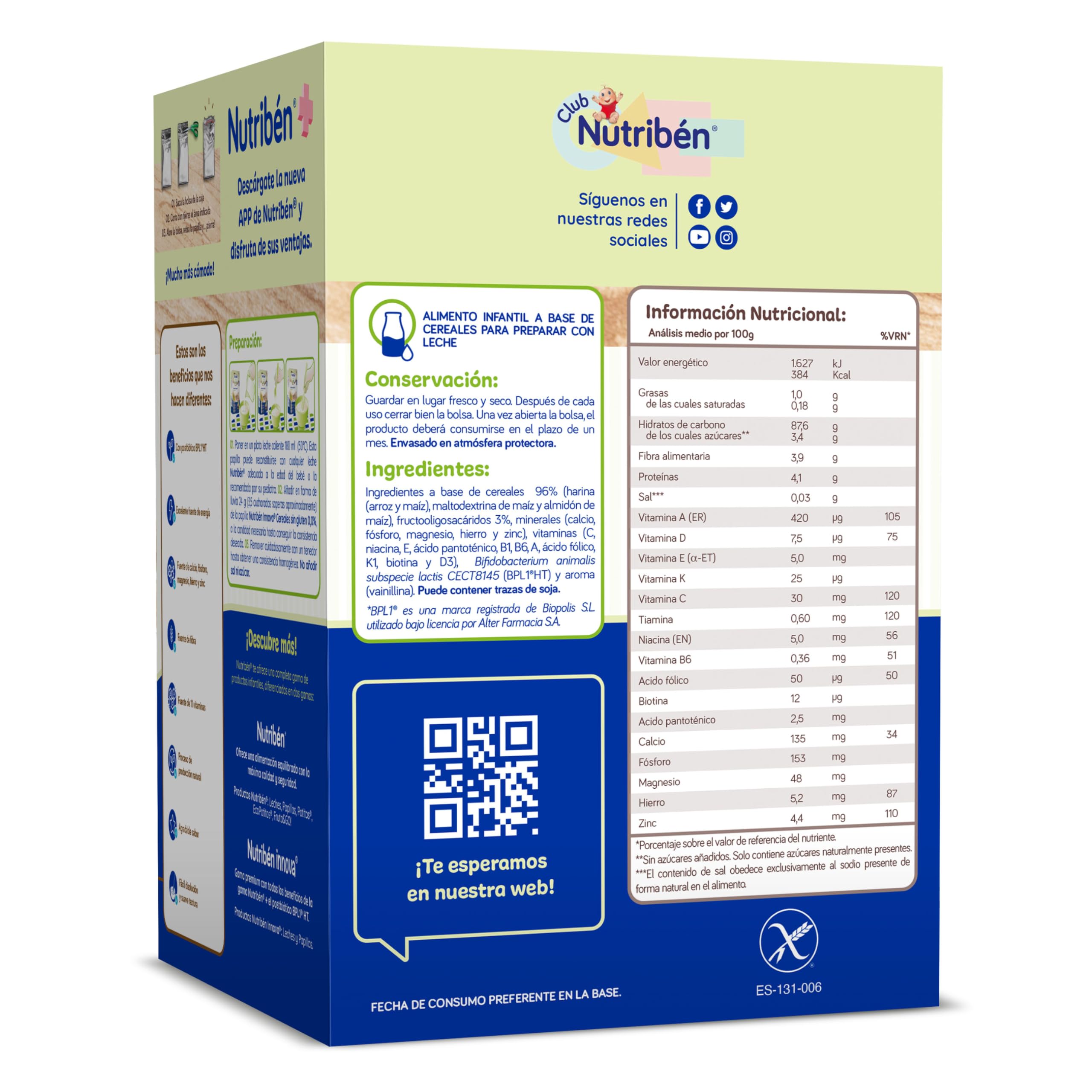 Nutribén innova ZERO 0% Gluten Free Cereals | Rice and Corn | Baby Food from 4 Months | 0% Added Sugars | No Milk Traces | 500g