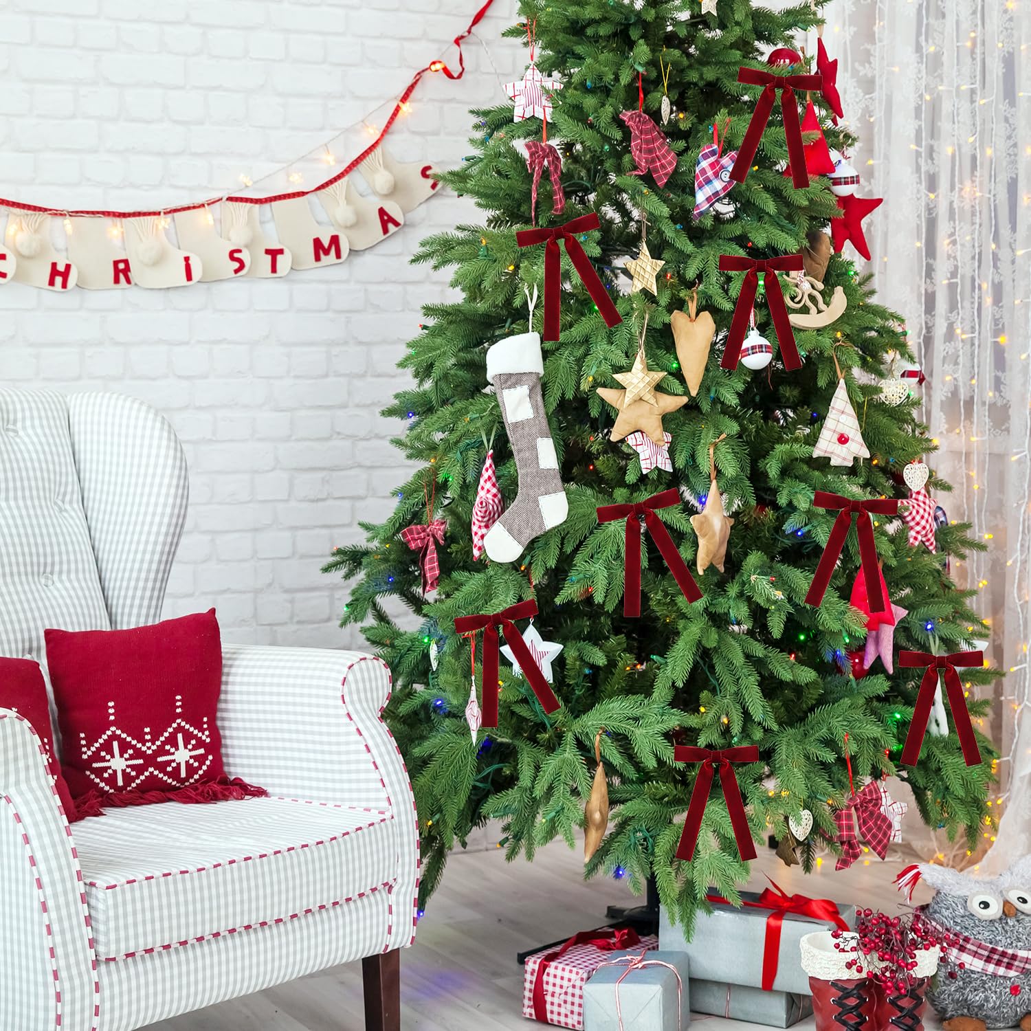KKSTY 30 Stuks Bourgondische Fluwelen Strikjes voor Kerstboomdecoraties, Vintage Stijl Wijnrode Fluwelen Lint Strikjes voor Kerstboom, Cadeauverpakking, Kransen, Slingers, Bruiloft, Feest KKSTY 30 Stuks Bourgondische Fluwelen Strikjes voor Kerstboomdecoraties, Vintage Stijl Wijnrode Fluwelen Lint Strikjes voor Kerstboom, Cadeauverpakking, Kransen, Slingers, Bruiloft, Feest