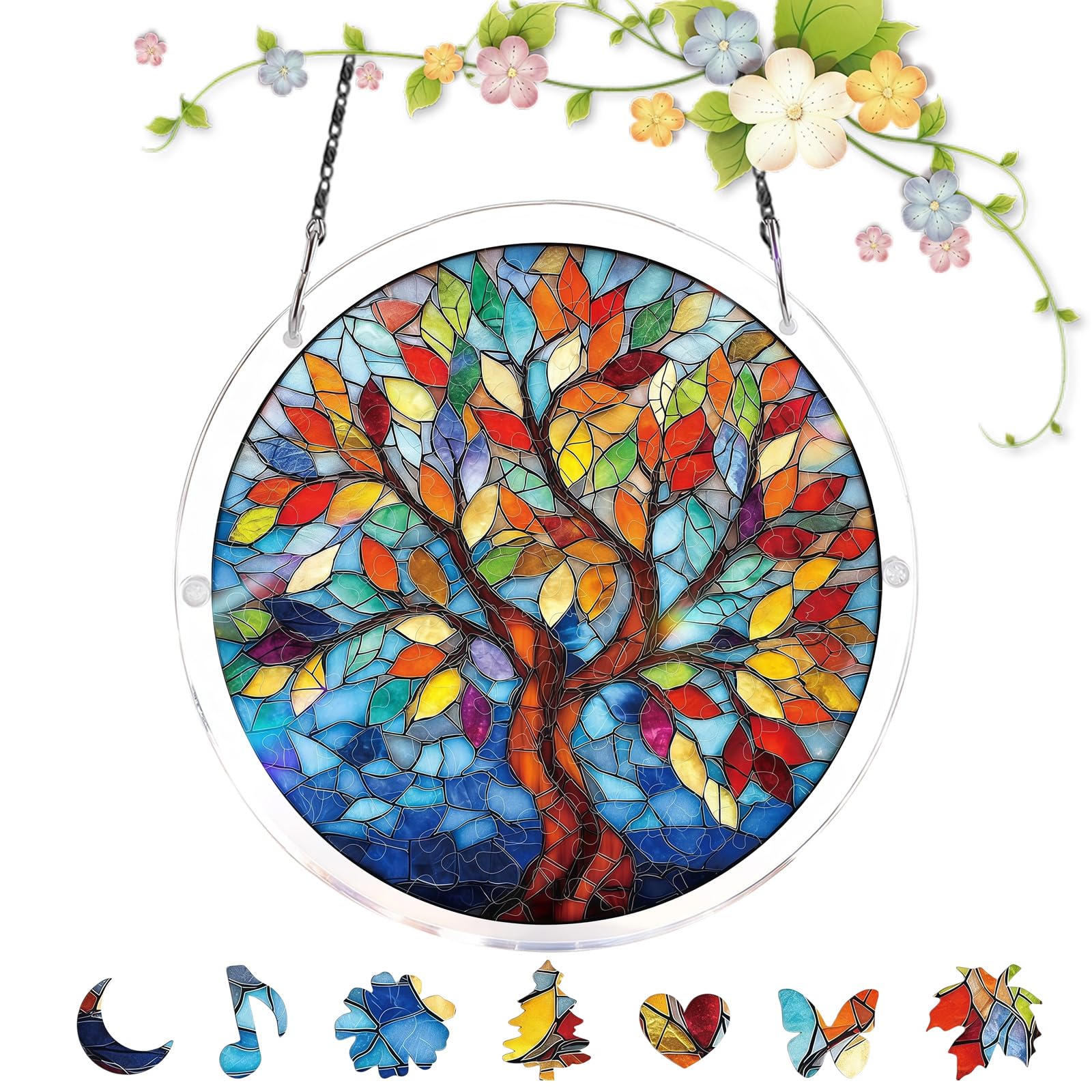 XQMMGO Hummingbird Acrylic Suncatcher Window Hanging, 7.4" DIY Jigsaw Puzzle Craft Kit for Adults, Shatterproof Stained Glass Effect Rainbow Maker Light Catcher Women Mum (B)