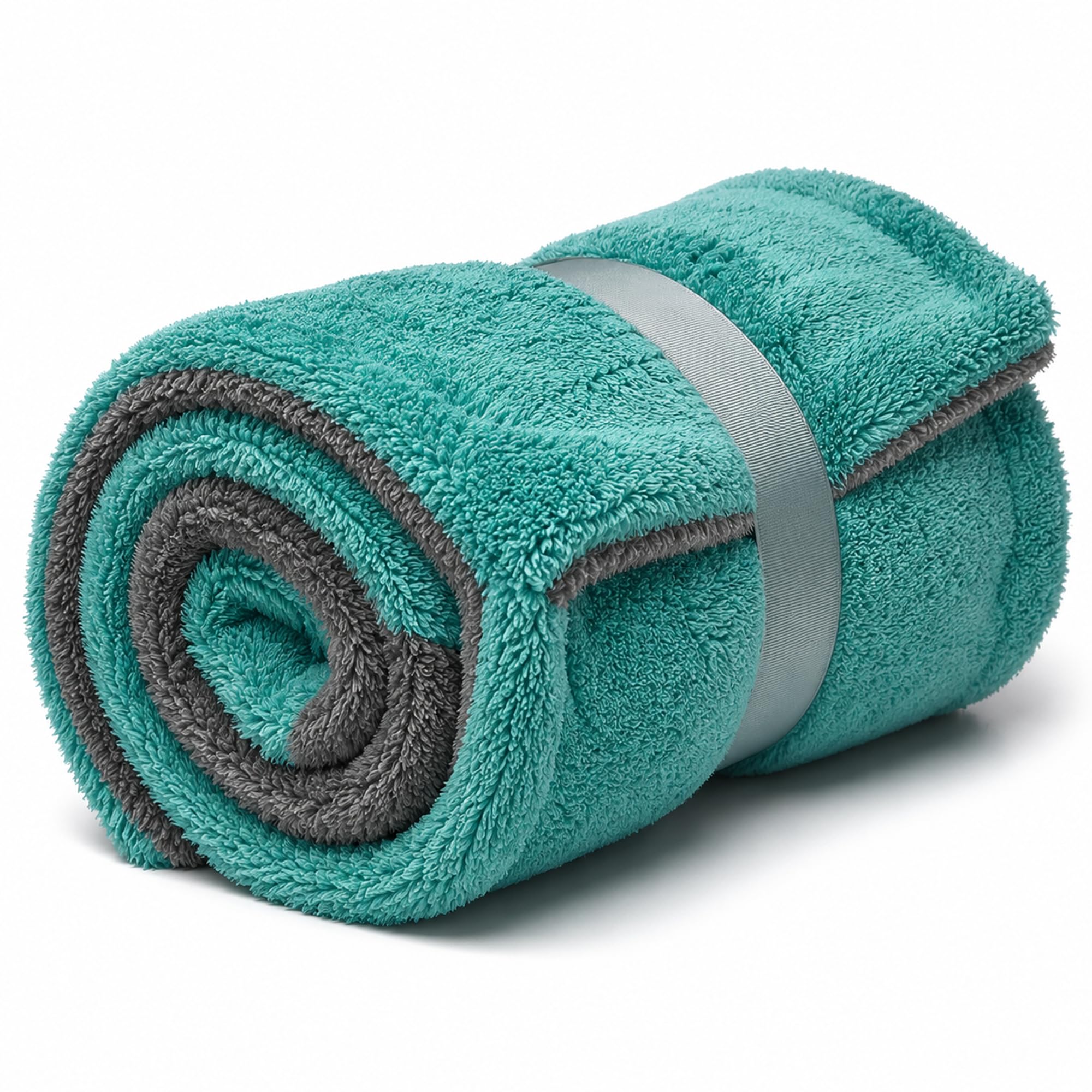 AM Safe-X Microfiber Cloth for Car 1600 GSM 40x60 cms 1 Pcs Aqua Blue & Grey Twisted Loop Super Absorbent Towel, Edgeless Design with Plush Pile & Lint Free Cloth for Drying & Detailing-image-35