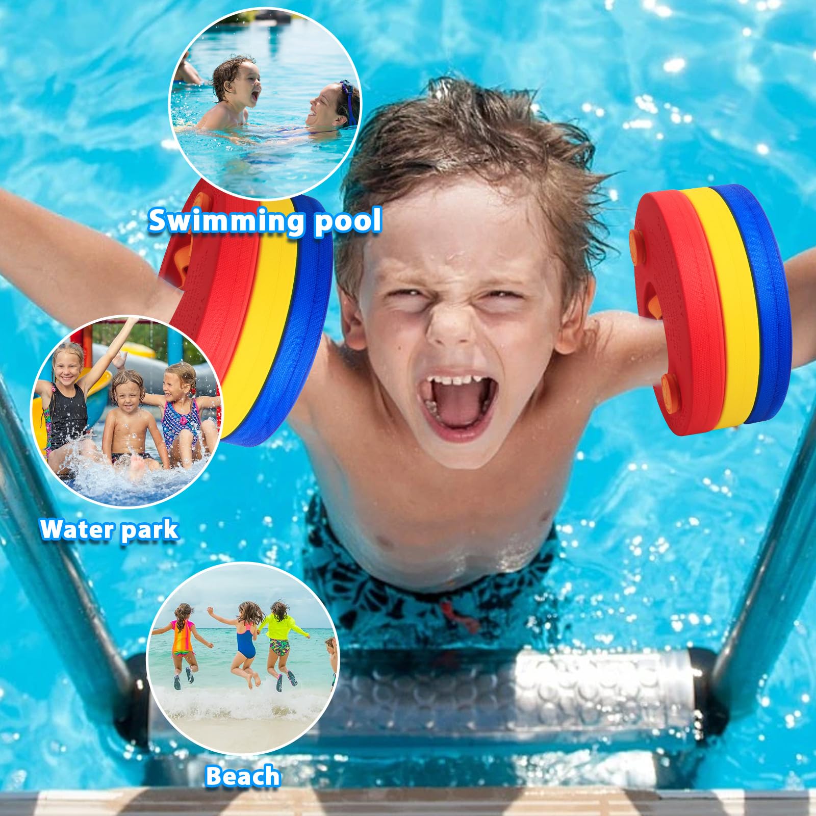 6 Stück Schwimmscheiben Kinder 3-6 Jahre, Schwimmflügel Kinder Schwimmhilfe Eva-Schaum Schwimmscheiben Ohne Aufblasen, Schwimmarmbänder für das Kind zum Schwimmen Lernen für Jungen Mädchen