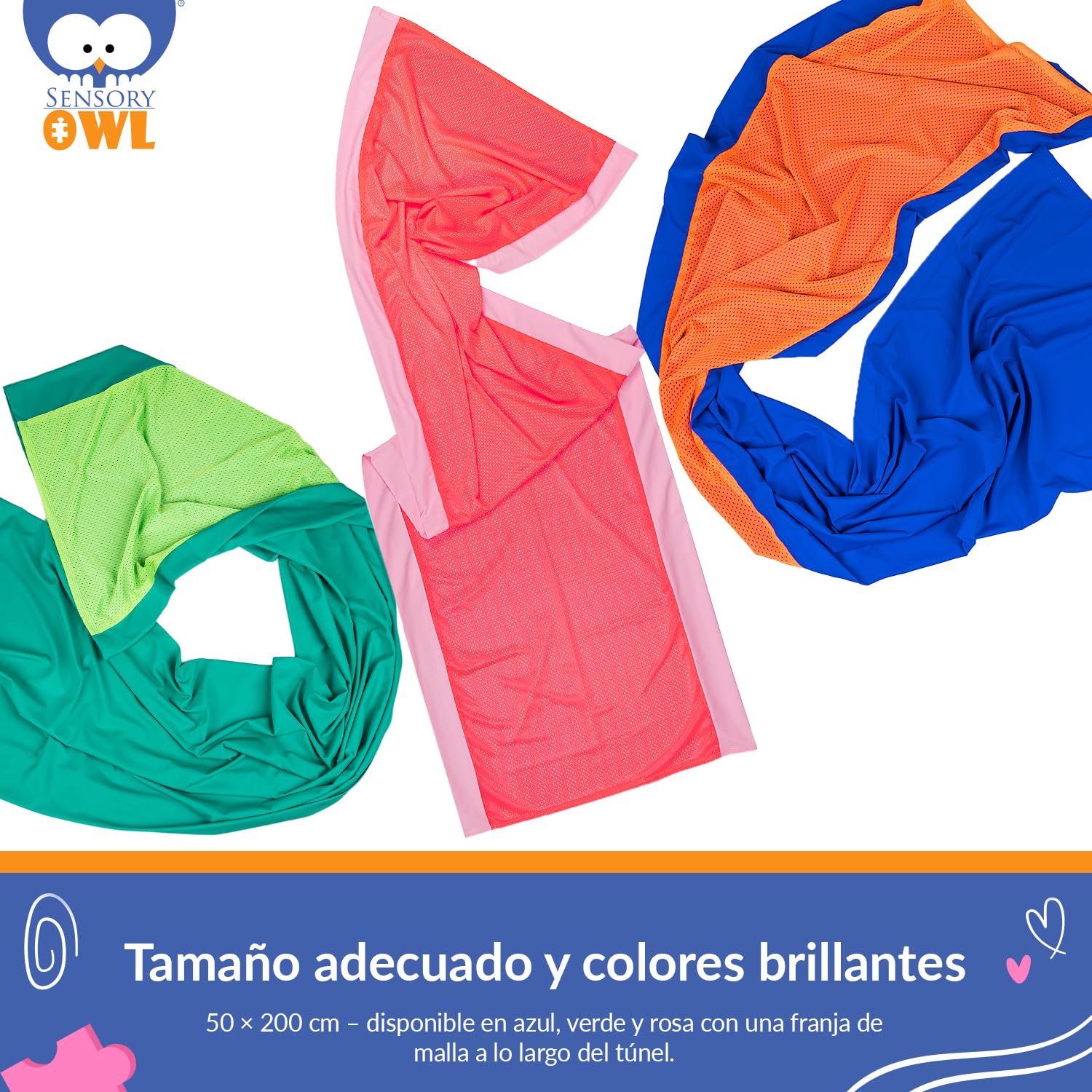 Túnel Sensorial para Niños Calcetín Corporal Túnel De Resistencia Infantil Juego De Compresión Sensorial Conciencia Corporal Alivio del Estrés Autismo Ansiedad 50 x 200 cm Azul Naranja