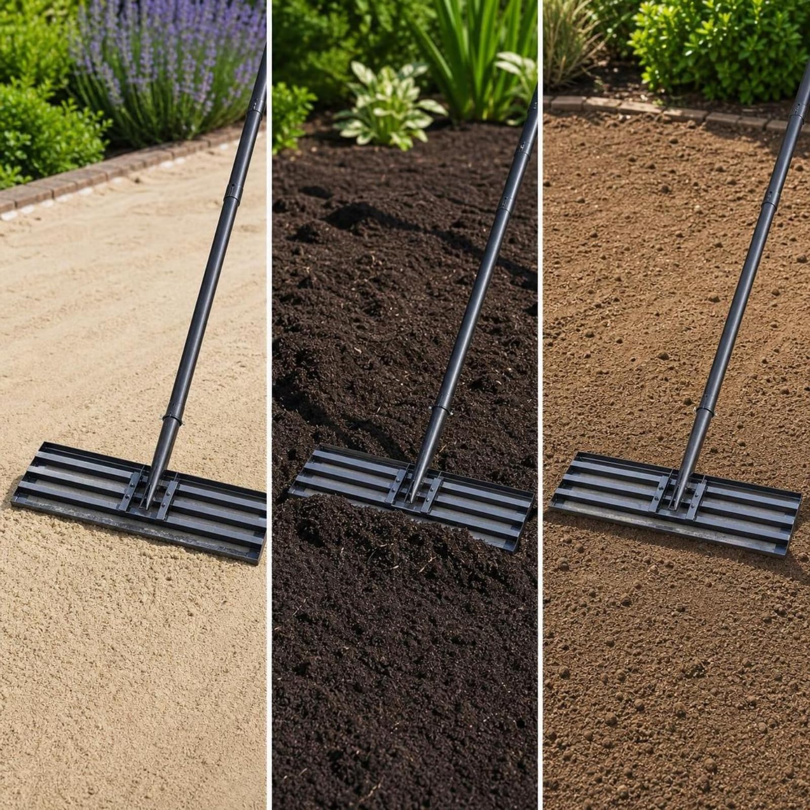 KESOTO Rastrillo con Mango Largo Eficiente | Cabezal Rectangular, Rastrillo Nivelador, para jardín, Agricultores