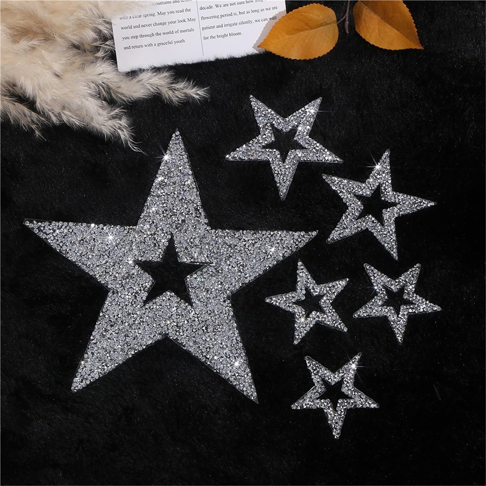 Etoile Thermocollante Patchs strass étoiles creuses 20cm/8cm/6cm, 20 pièces, paillettes à repasser sur autocollants for vêtements(16cm)