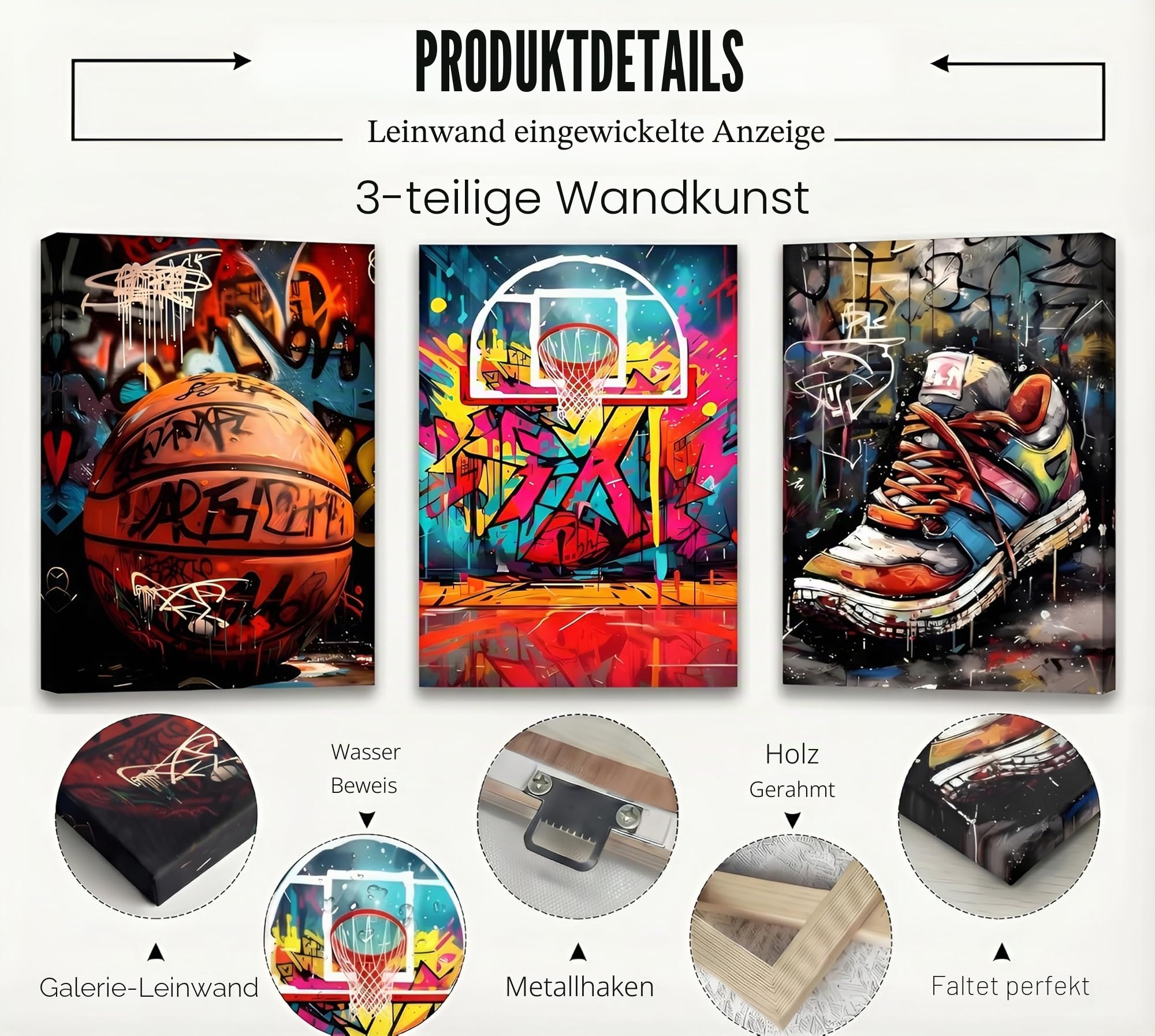Basketball-Graffiti-Leinwandkunst, Retro, abstrakte Graffiti, Teenager, Wanddekoration, Bilder, Sneaker, Poster, Drucke für Teenager, Jungen, Wohnzimmer, Schlafzimmer