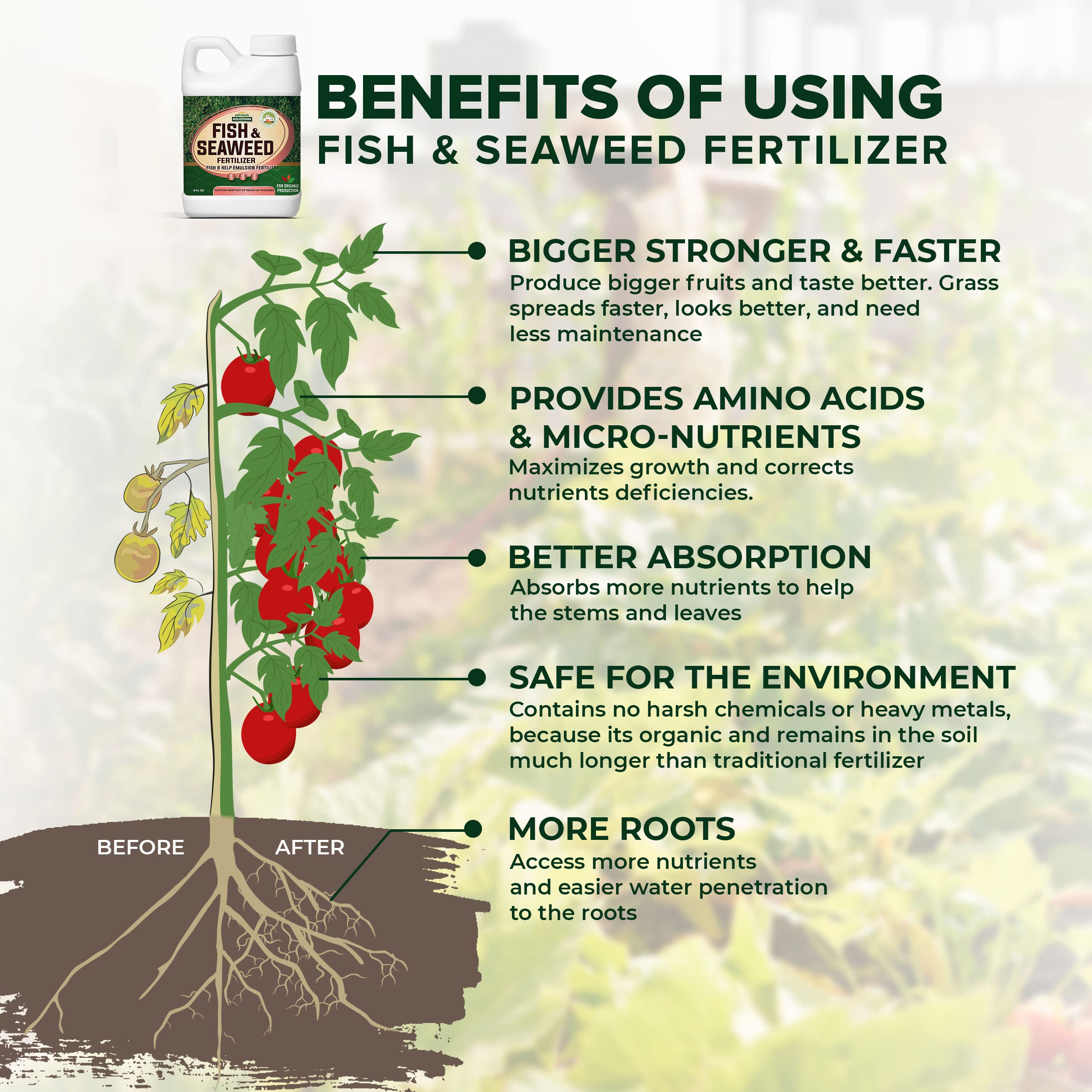 PetraTools Liquid Fish & Seaweed Fertilizer, Fish Emulsion Fertilizer