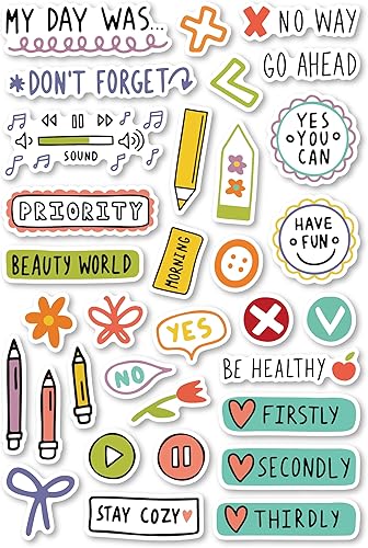 Miniatura 5 de Mood Daily Stickers 8 Sheets of 240Pcs Encourage Positive and Upward Stickers Hand Drawn Elements Plan Book Graffiti Scrap Book Planner Sticker