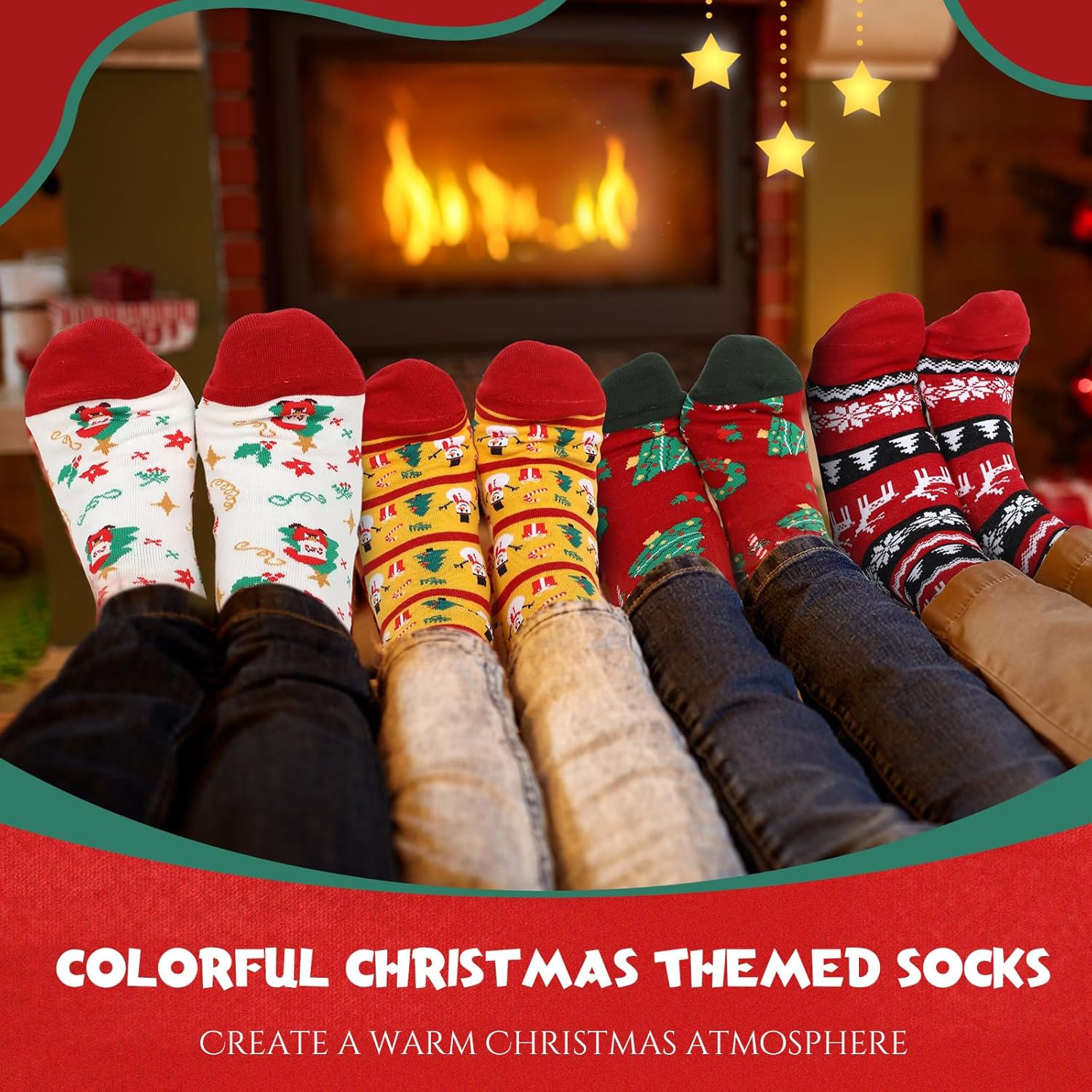 60 Pairs Christmas Socks in Bulk for Women Men, Cotton Colorful Christmas Crew Socks Novelty Funny Fancy Xmas Socks Pack - Image 6