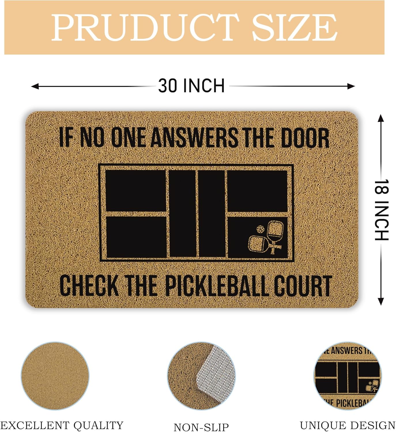 Funny Pickleball Gifts Door Mat, Gifts for Pickleball Lovers Welcome Mats Doormat for Front Door Porch Outside Inside Outdoor Indoor Entrance, 17x29 Inch