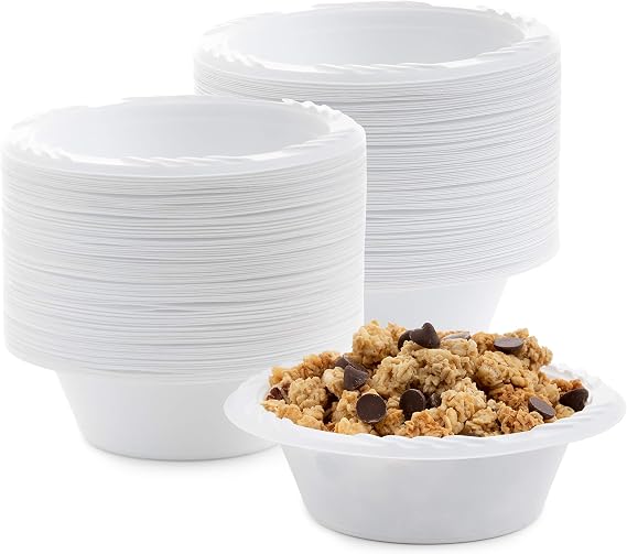 White 12 oz. Plastic Bowls 100 Count(styles may vary