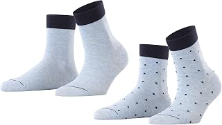 Esprit Women's SmAll Dots 2-Pack Short Socks Cotton Black White More Colours Ladies Thin Calf Length Pattern Mix Plain Dot For Summer Or Winter Casual Looks Multipack 2 Pairs