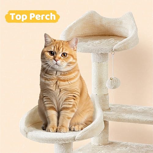 Miniatura 7 de Yaheetech Árbol para gatos de interior, torre para gatos de 67 pulgadas con postes rascadores, condominio para gatos de varios niveles con palos de