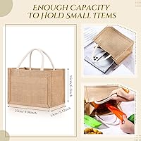 Vista 8 de Cunno 12 Pcs Burlap Tote Bag Mini Jute Reusable Bag with Handles Small Blank Canvas Gift Waterproof for Wedding Beach DIY