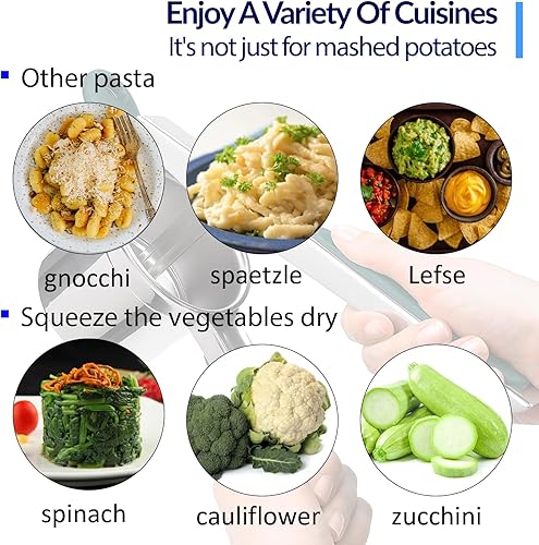 Miniatura 6 de Ricer de patatas, Ricer para puré de papas, 15.2 oz Heavy Duty Potato Ricer de acero inoxidable para hacer puré de papas esponjoso, triturador de
