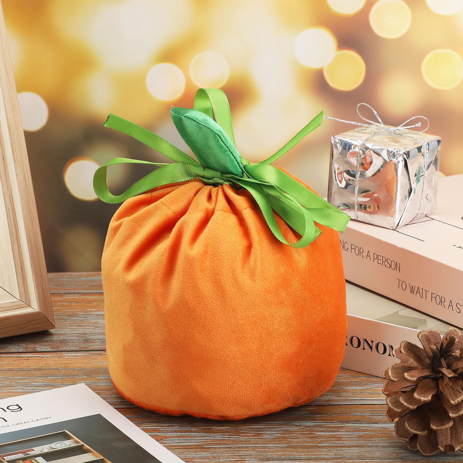 Weewooday 32 Pack Halloween Drawstring Goodie Bags - 5.9x7.9 Inch Pumpkin Treat Bags For Parties