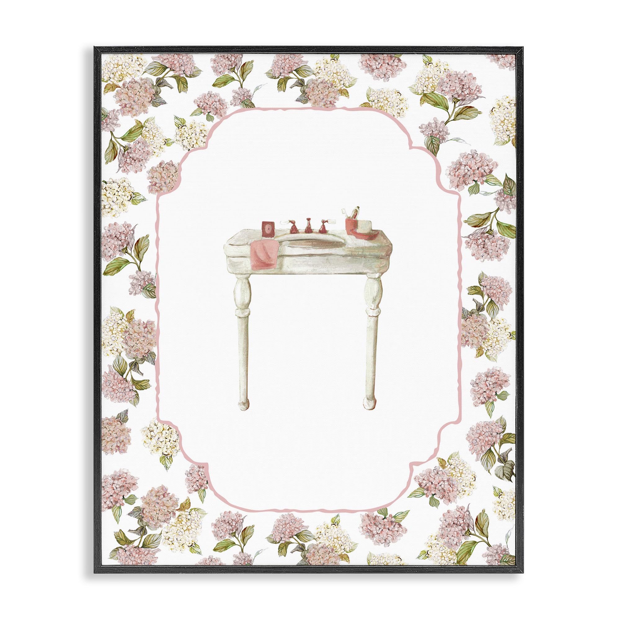 Stupell Industries 'Elegant Hydrangeas Vanity', Framed Giclee Art, Black, 11 x 14 Inches, Easy to Hang and Sturdy, Made in USA, by Carol Robinson