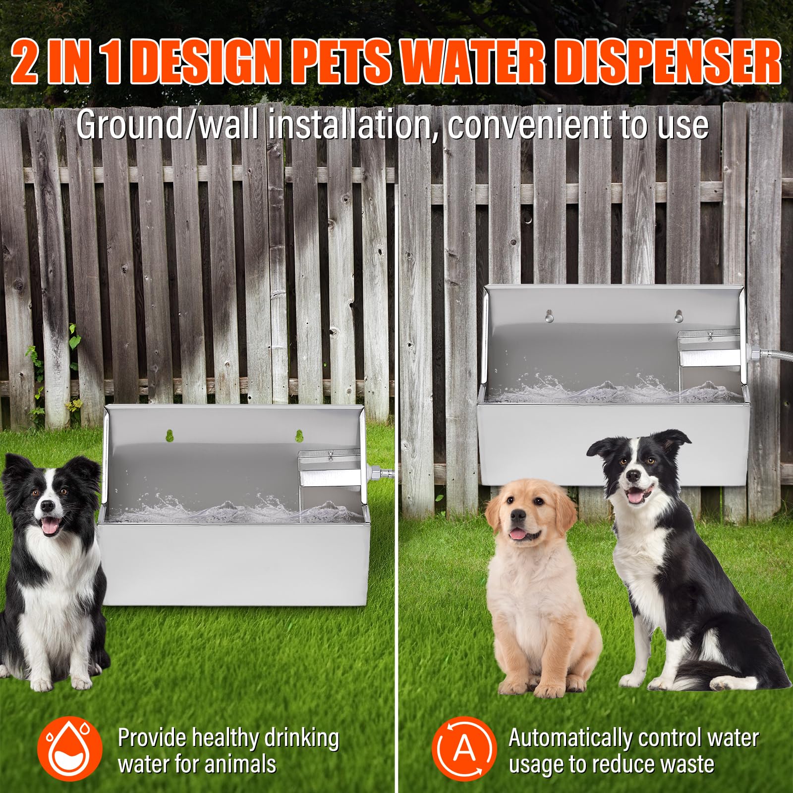 Distributore Automatico Di Acqua 8L 304 Acciaio Inox Ciotola Per Cani Esterno