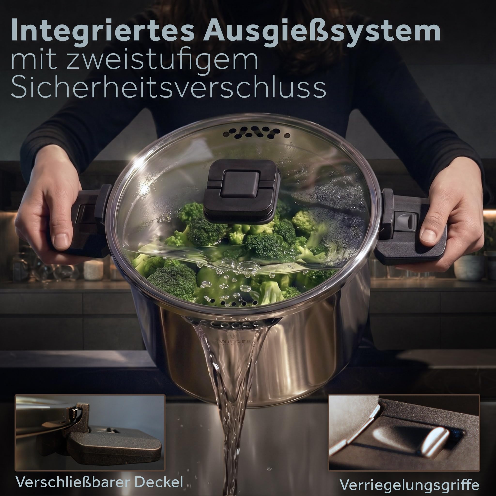 ZWIEGER Stapelbares Topfset Induktion 3-teilig – Kochtopf Set – Edelstahl